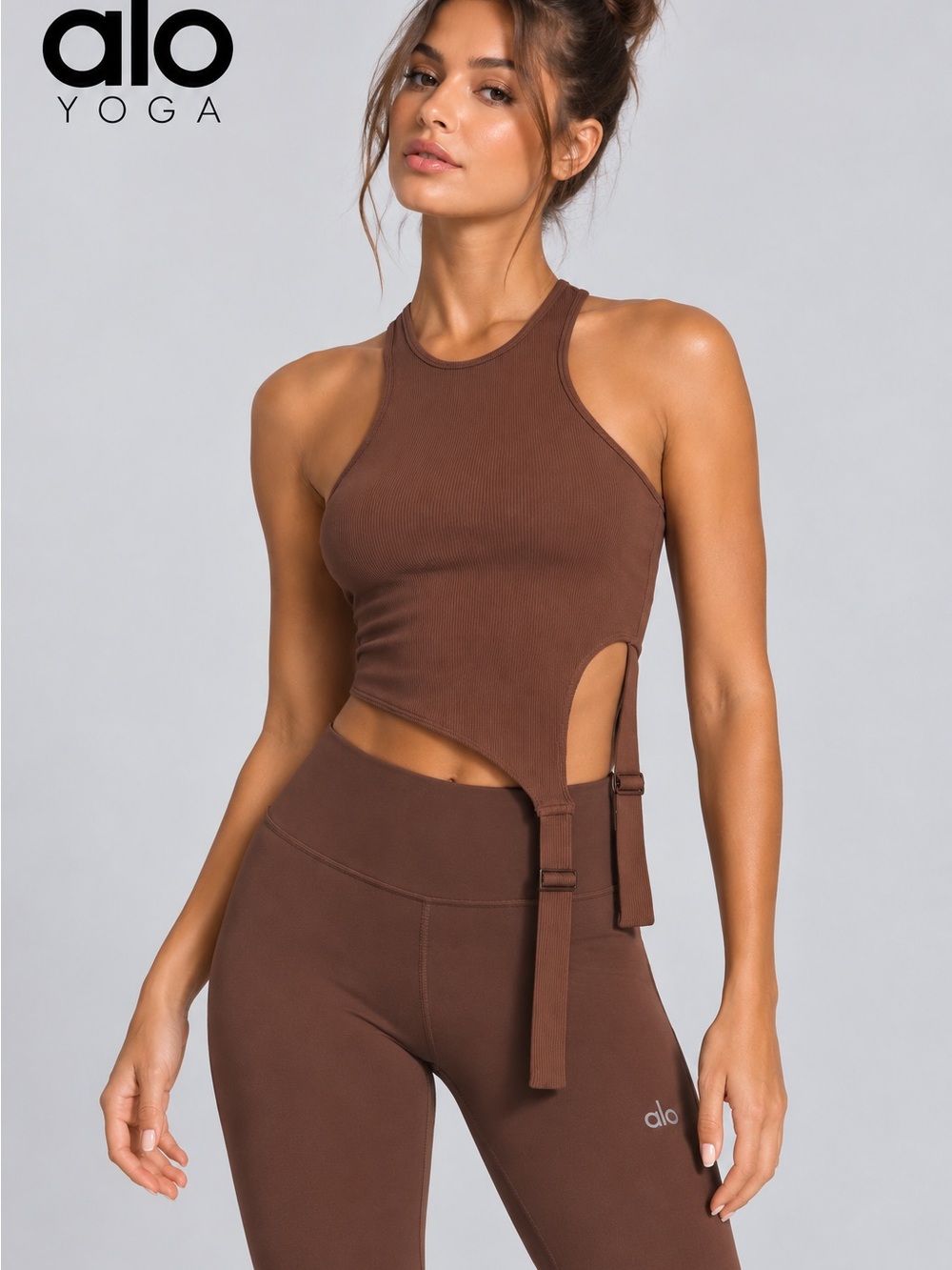 NWT ALO Yoga Alosoft Ribbed Revelation Tank Chestnut W2760R